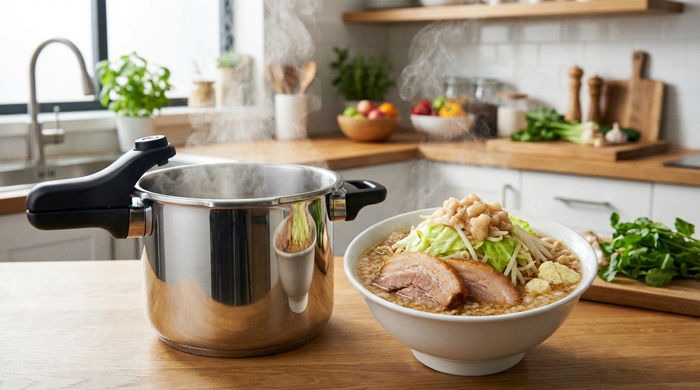 【時短】圧力鍋で作る二郎系スープの作り方